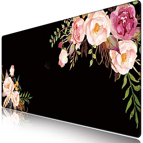 Extended Gaming Mouse Pad,35.4 x 15.7in Desk Pad,Flower