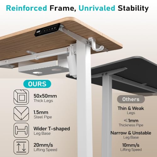 35" Electric Standing Desk, Small Sit Stand up Desk, Light Walnut - view 5
