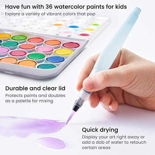 Kids Watercolor Painting Art Set, Watercolor Paint 36 and Foldable Canvas Paper Bundle, DIY Painting Kit, Art Supplies for Kids and Adults - view 3