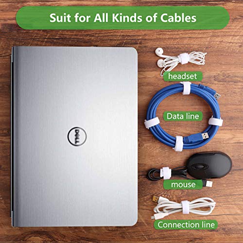 Reusable Cable Ties, 60 Pack Hook and Loop Cord Organizer Straps, White - view 3