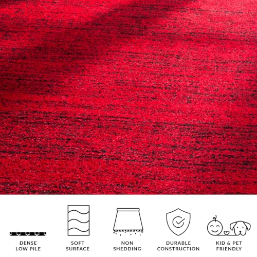 Adirondack Collection 6' Square Red/Black ADR117F Modern Abstract Non-Shedding Living Room Bedroom Dining Home Office Area Rug - view 5