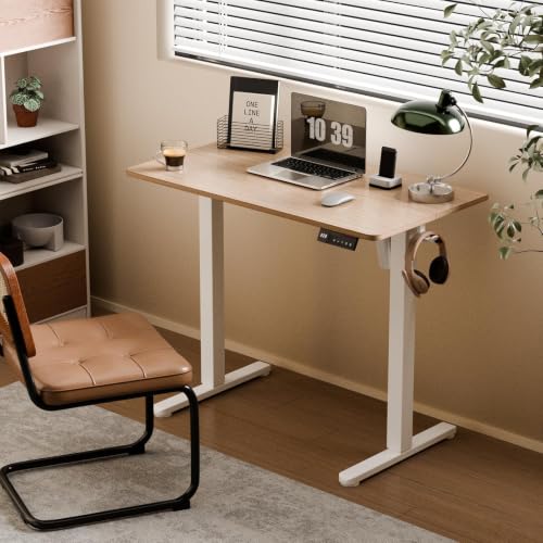 35" Electric Standing Desk, Small Sit Stand up Desk, Light Walnut - view 2