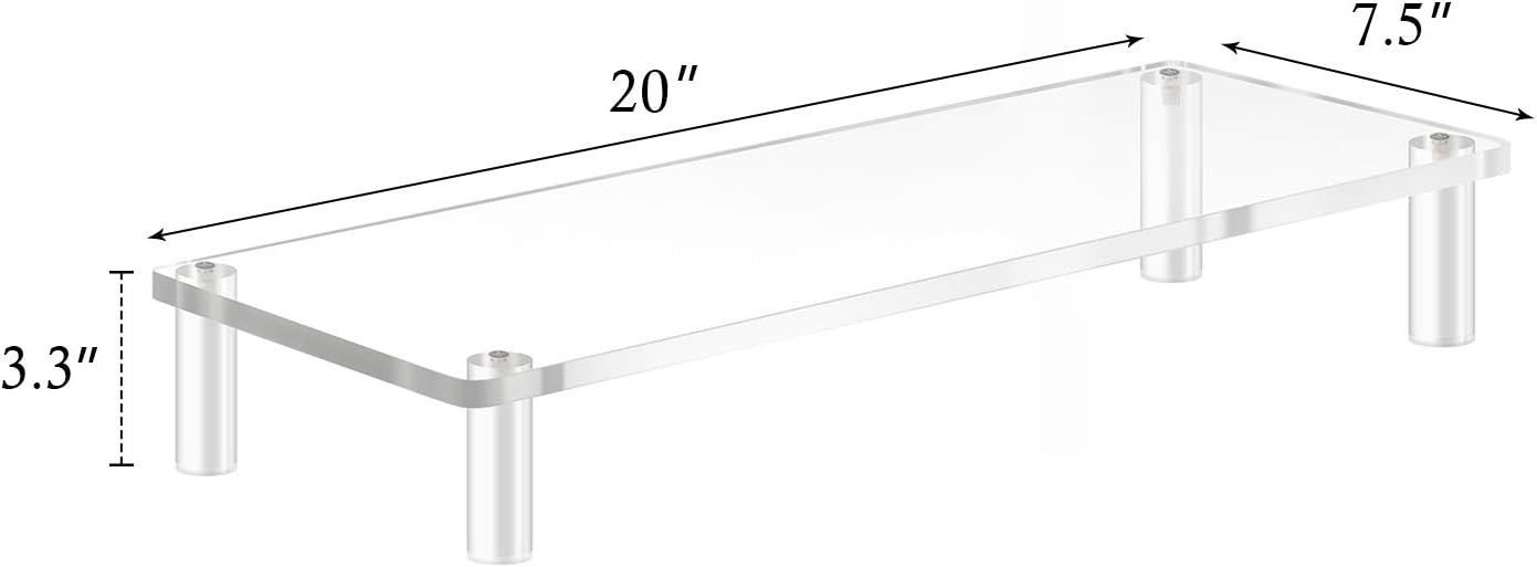 20x7.5 Acrylic Monitor Stand Riser, Clear Computer Stand for Laptop, iMac, Pc, Printer, Desktop Ergonomic,Desk Riser Work from Home Accessories Office Supplies Platform Save Space - view 6