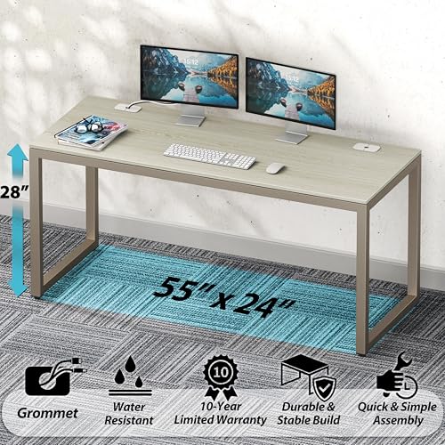 55-Inch Commercial-Grade Office Computer Desk, Maple - view 4
