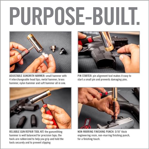Hammer Set & Punch Set with Small Hammer & Flat Tip Metal Punch Set - Punch Tools Tool Kit includes Gunsmithing Hammer with 4 Tips, Non Marring Punch & Pin Starter Tool - view 4