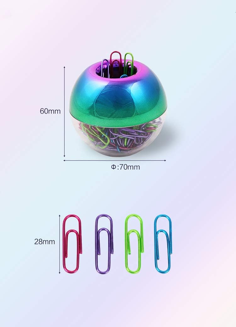 Rainbow paper clips holder medium holographic paper clip dispensers 100pcs 28mm colorful paperclips for desk organizer accessories (rainbow) - view 6
