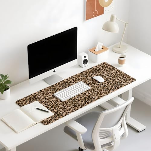 Leather Desk Mat for Keyboard, Extra Large Mouse Pad, Leopard - view 5