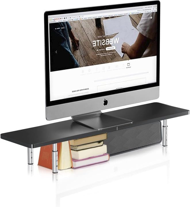 Computer Monitor Stand Riser,Monitor Riser for Laptop, Printer, Notebook and All Flat Screen TV Display with Vented Platform,3 Height Adjustable Laptop Riser,1 Pack,Black(MST003) - view 5
