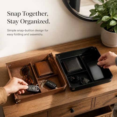 Leather Storage Tray, Foldable Divided - view 5