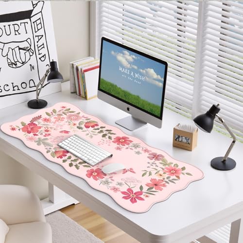 Floral Desktop Mat with Scalloped Edge, XL Computer Pad(Hot Pink) - view 6