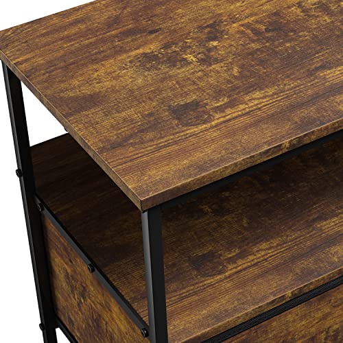 2-Drawer Small TV Stand for Bedroom, Wood Top (Rustic Wood) - view 6