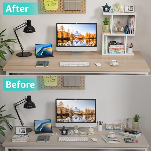 Small Desktop Bookshelf for Top of Desk Shelf - Mini White Table Bookcase 3-Tier Shelves Storage Book Organizer Hutch for Dorm Office College - view 5