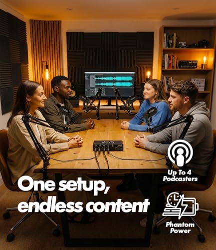 4-Person Podcast Equipment Bundle – 4-Channel USB Audio Interface, 4 CastMic Dynamic Microphones, 4 Boom Arms – Complete Recording Kit - view 4