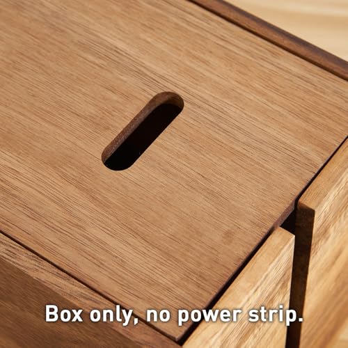 Acacia Wood Cable Management Box, Wooden Cord Hider & Organizer for Power Strip, Electrical Hiding, TV Wires, Desk & Floor Cables - Office Under Desk Cable Storage Box for Wire - view 6