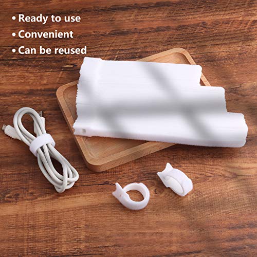 Reusable Cable Ties, 60 Pack Hook and Loop Cord Organizer Straps, White - view 5