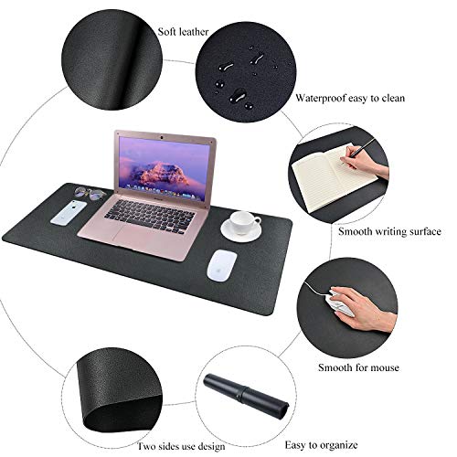 Desk Pad for Office Home 31" x 13",PU Leather Waterproof Large Desk Writing Mat Organizer,Multifunctional Ultra Thin Dual Use Desk Blotters Mouse Pad Protector … (Black) - view 6