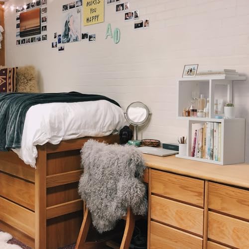 Small Desktop Bookshelf for Top of Desk Shelf - Mini White Table Bookcase 3-Tier Shelves Storage Book Organizer Hutch for Dorm Office College - view 4