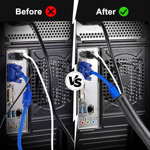 1 Inch 8ft Cable Management Loom Sleeve Cord Protector Wire Wrap Cover - view 4