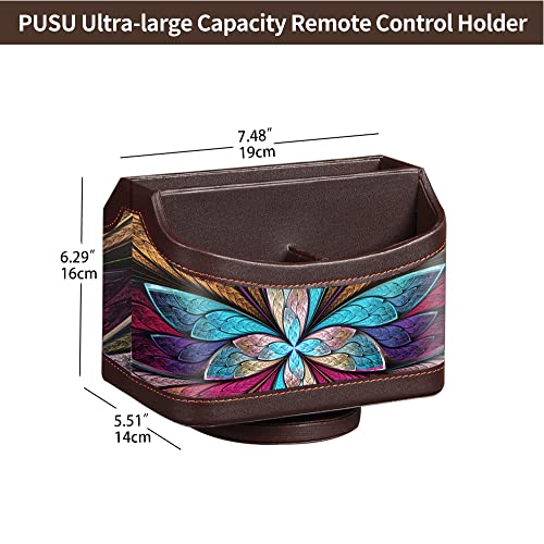 360° Rotatable Remote Control Holder,PU Leather TV Remote Caddy for Table - view 2