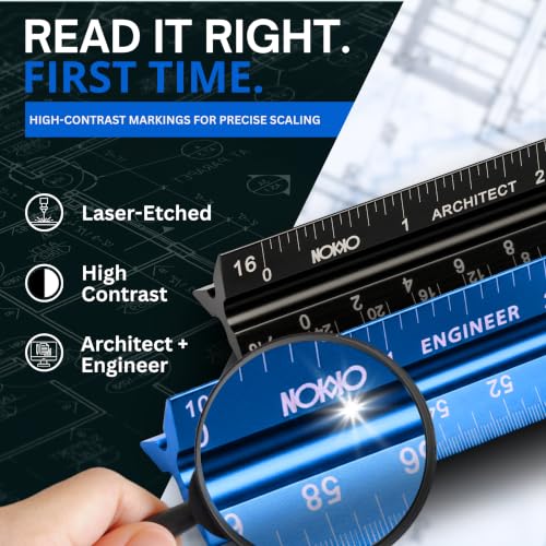 Architectural Scale Ruler and Engineering Scale Ruler Set, 12-Inch, 3-Piece - view 4