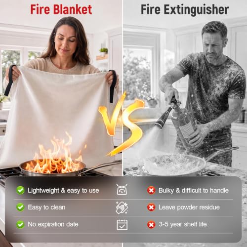 Fire Blankets Emergency for Kitchen Home - Emergency Fire Retardant Blanket for Home Fireproof Blanket for Camping, Grill, Car, Office, Warehouse, School, Picnic, Fireplace - view 5