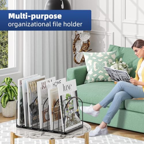 Desk File Sorter Organizer, 9 Section File Rack, Black - view 6