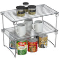 Stackable Cabinet Shelf Organizer, 2 Pack, Chrome
