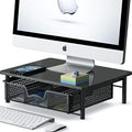 Computer Monitor Riser with Drawer, Black