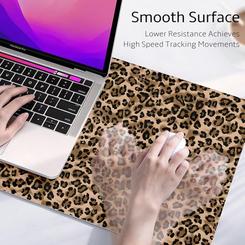 Leather Desk Mat for Keyboard, Extra Large Mouse Pad, Leopard - view 3