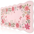 Floral Desktop Mat with Scalloped Edge, XL Computer Pad(Hot Pink)