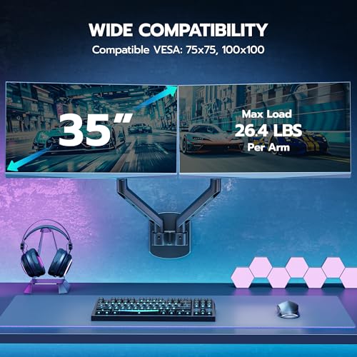 17-35 Inch Ultrawide Dual Monitor Wall Mount, Black - view 2