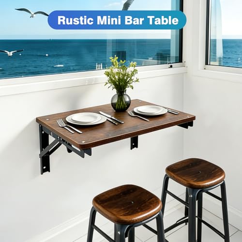 Folding Wall Desk for Small Space, 21.7Inches Wooden Floating Table - view 4