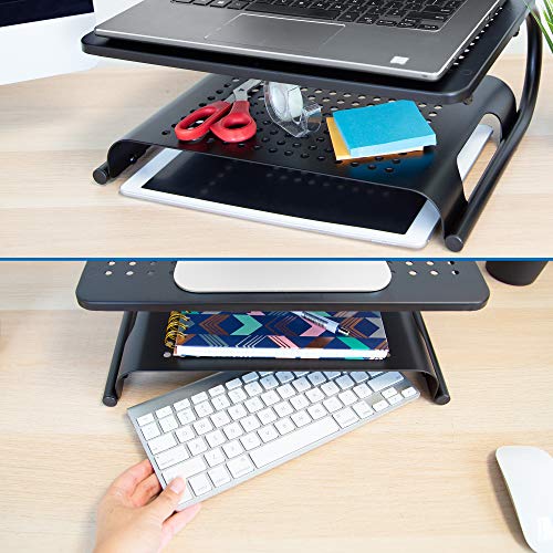 Mount-It! 2 Tier Desk Organizer Riser | Computer Monitor Stand with Keyboard Storage Shelf for Desktops, Laptops, Printers, Home Office Space Saver (2 Shelves) - view 3