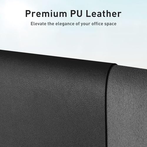 Non-Slip Waterproof PU Leather Desk Pad Protector for Mouse, Writing Desk, Office, Home, Laptop Blotter, 23.6" x 13.7", Black - view 2