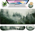 Forest Desk Pad Large Gaming Mouse Pad Set 35.4 x 15.7 with Keyboard Wrist Rest, Wrist Support, and Coaster Memory Foam Smooth Desk Pad Mousepad for Home Office School