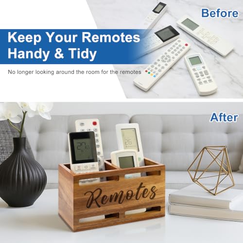 Acacia Wood TV Remote Control Holder for Table Wall Mount Remote Organizer - view 6