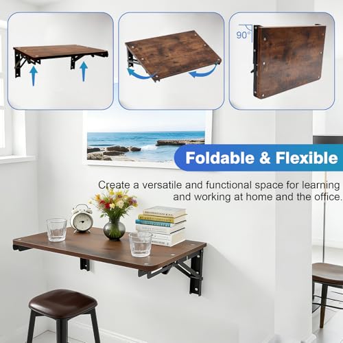 Folding Wall Desk for Small Space, 21.7Inches Wooden Floating Table - view 5