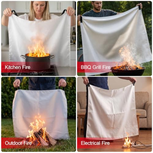 Fire Blankets Emergency for Kitchen Home - Emergency Fire Retardant Blanket for Home Fireproof Blanket for Camping, Grill, Car, Office, Warehouse, School, Picnic, Fireplace - view 4