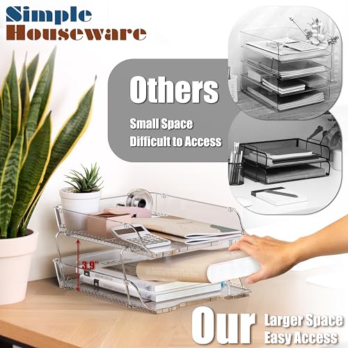 2-Tier Stackable Paper Tray for Desk Organizer, Clear - view 2