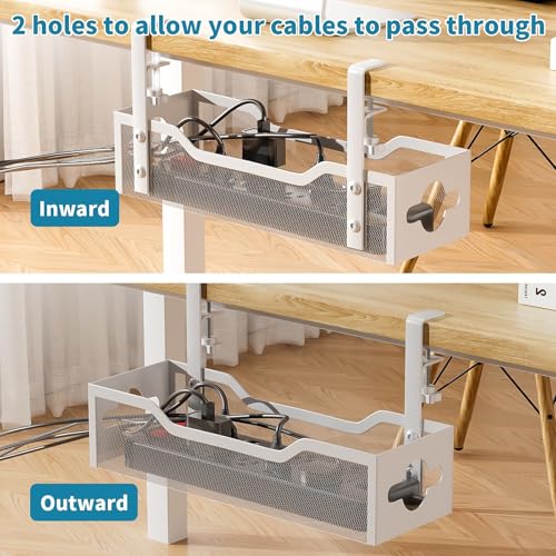 Under Desk Cable Management Tray 2 Pack, No Drill Cable Organizer With Clamp for Standing Desk, Easy to Install Cord Management System, No Damage Wire Organizer - view 2