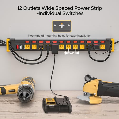 12-Outlet Heavy Duty Power Strip with Individual Switches 9FT Cord - view 2