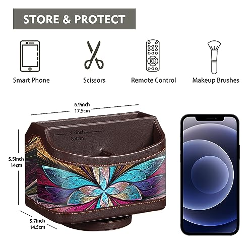 360° Rotating Remote Control Holder, PU Leather TV Remote Caddy, Pen Holder - view 2