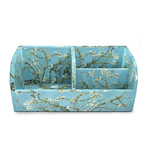 PU Leather Supply Organizer,Remote Control Holder Multifunctional Office Stationery Storage Box Organizer,Pencil Holders Organizers Table Top Desktop Desk Accessories(1-Peach Blossom) - view 2