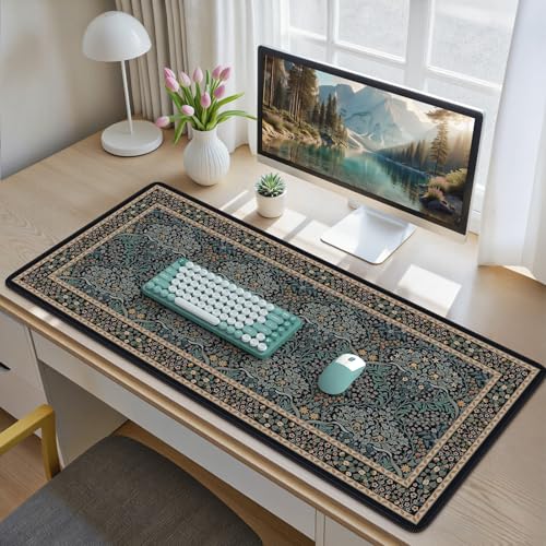 Desk Cover Mat, Office Mouse Pad,35.4x15.7in,Retro Black - view 2