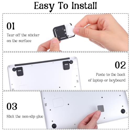 4PCS Portable Keyboard Riser Self Adhesive Laptop Stand Invisible Mini Computer Feet for Desk Computer Keyboard Stand Laptop Holder with Anti Slip Silicone(Black) - view 3