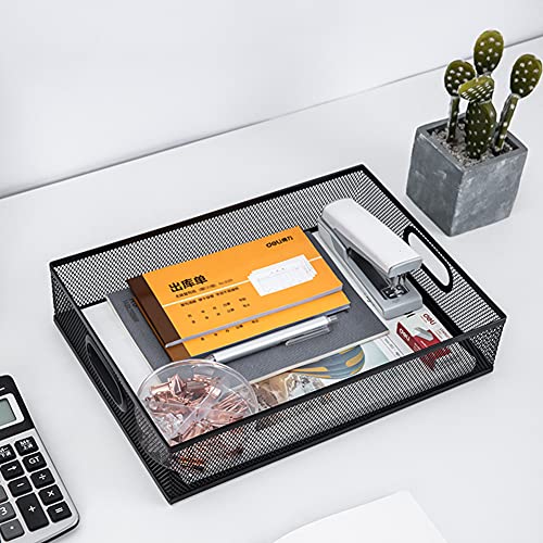 Desk Drawer Organizer, A4 Large Metal Mesh Desk Organizer Tray, Versatile Storage Box Set for Office Home Supplies,13 x 9 inches - view 6