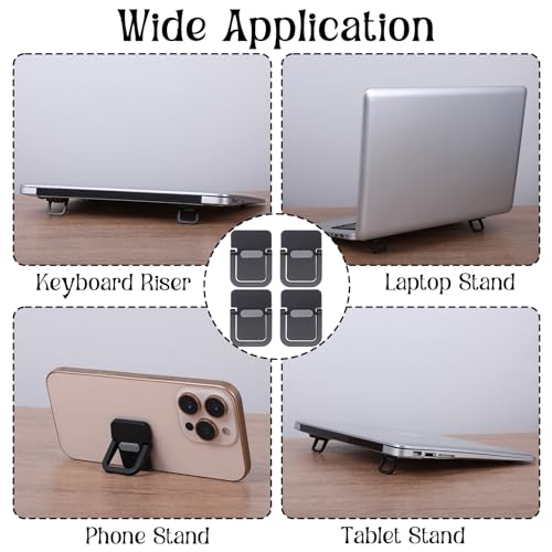 4PCS Portable Keyboard Riser Self Adhesive Laptop Stand Invisible Mini Computer Feet for Desk Computer Keyboard Stand Laptop Holder with Anti Slip Silicone(Black) - view 4