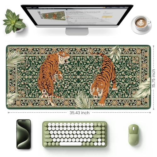 Large Gaming Desk Pad Mat, Non-Slip Desk Mouse Pad(Green) - view 2
