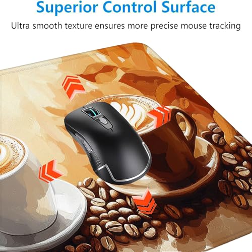 Coffee Desk Mat Gaming Mouse Pad Coffee Beans Leaves Leisure Work Large Gaming Mouse Mat with Stitched Edges,Non-Slip Waterproof Rubber Base Mouse Mat Office Computer Keyboard Laptop Home 31.5"x11.8" - view 4