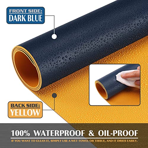 Extra Large Desk Mat, Leather Mouse Pad (35.4"x17", Dark Blue) - view 3